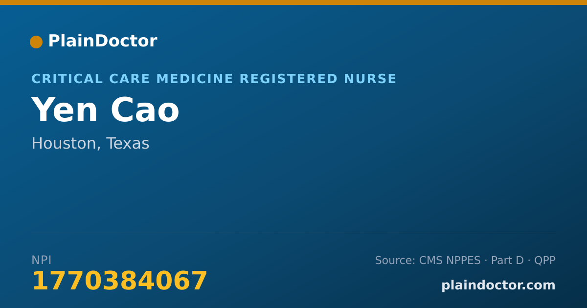 Shareable card for Yen Cao - Critical Care Medicine Registered Nurse, Houston, TX