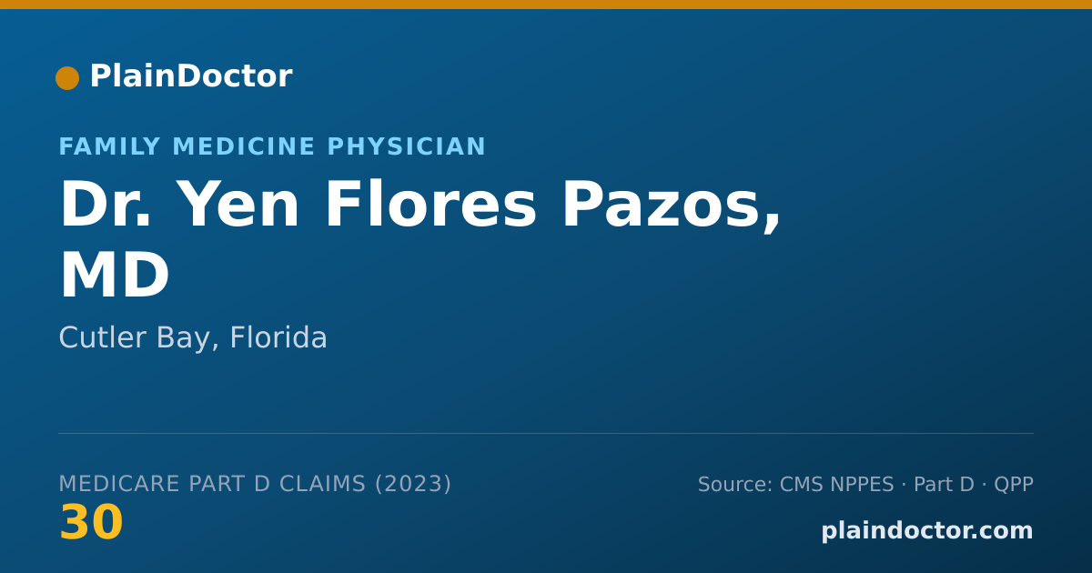 Shareable card for Yen Flores Pazos, MD - Family Medicine Physician, Cutler Bay, FL