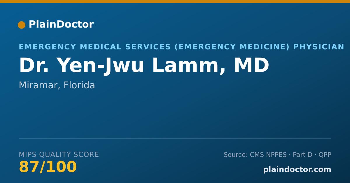 Shareable card for Yen-Jwu Lamm, MD - Emergency Medical Services (Emergency Medicine) Physician, Miramar, FL