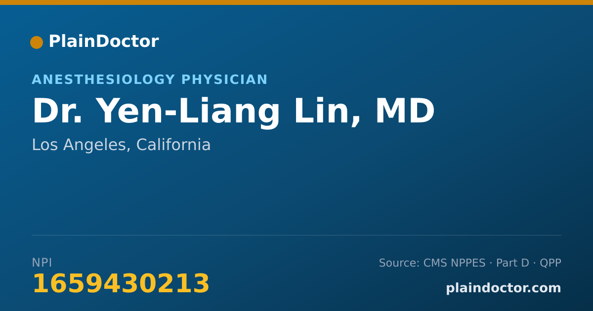 Shareable card for Yen-Liang Lin, MD - Anesthesiology Physician, Los Angeles, CA