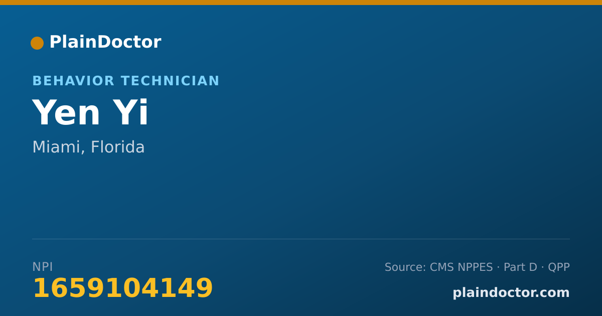 Shareable card for Yen Yi - Behavior Technician, Miami, FL
