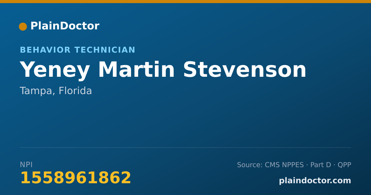 Shareable card for Yeney Martin Stevenson - Behavior Technician, Tampa, FL