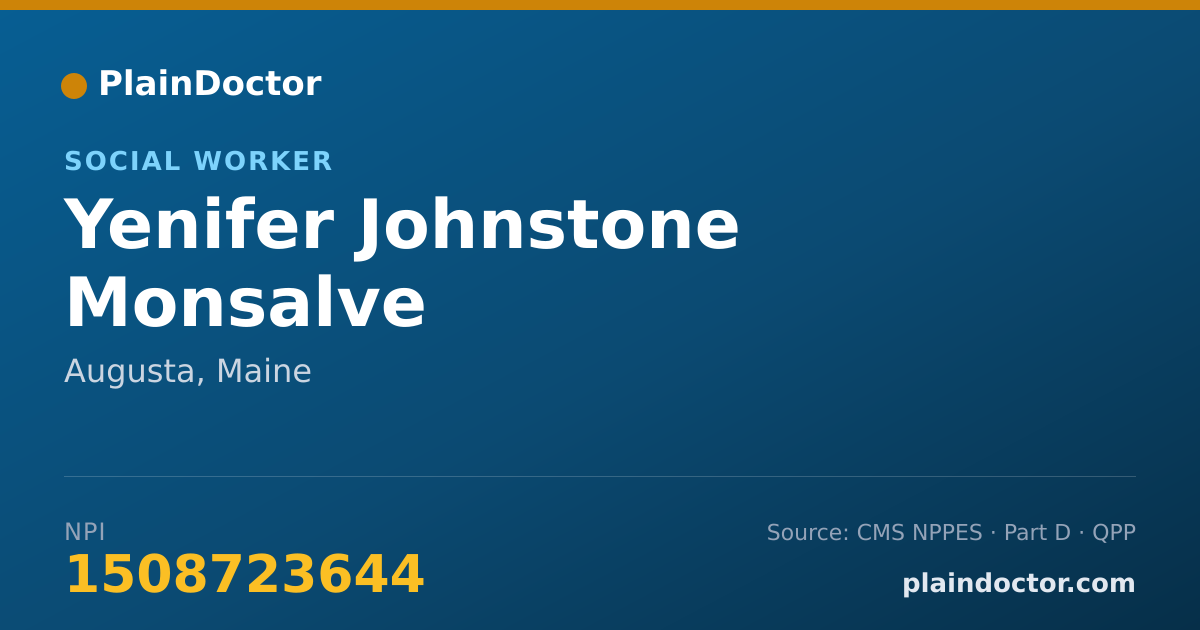 Shareable card for Yenifer Johnstone Monsalve - Social Worker, Augusta, ME