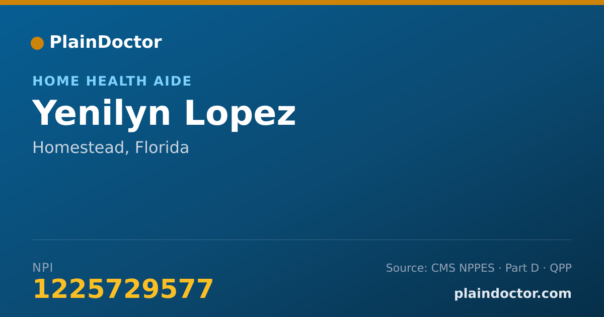 Shareable card for Yenilyn Lopez - Home Health Aide, Homestead, FL