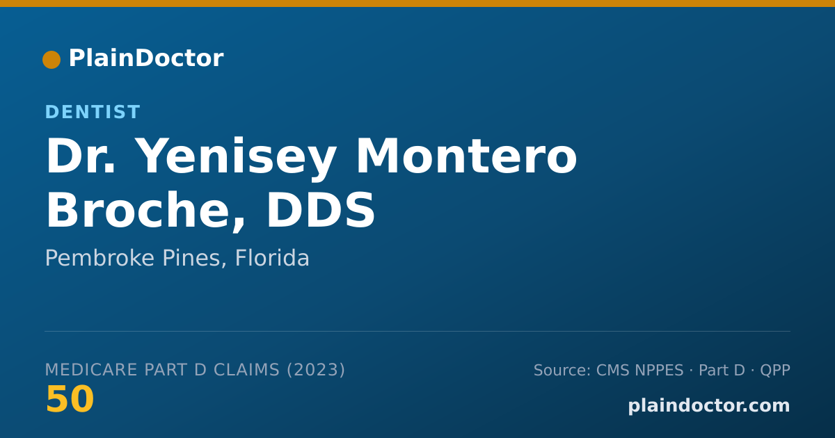 Shareable card for Yenisey Montero Broche, DDS - Dentist, Pembroke Pines, FL