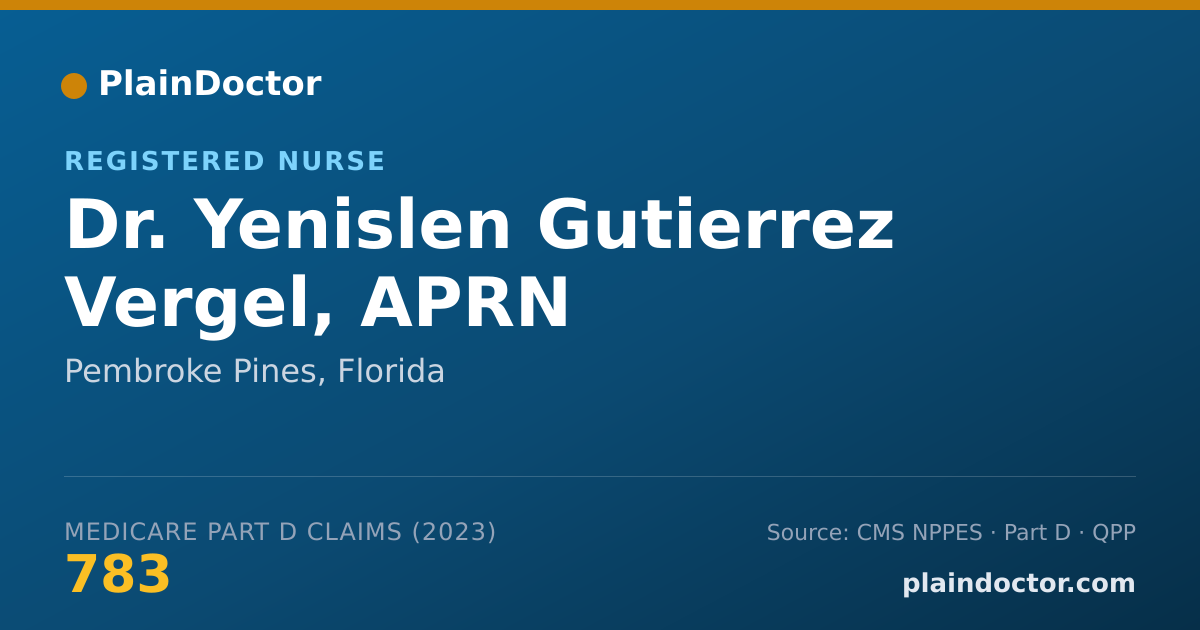 Shareable card for Yenislen Gutierrez Vergel, APRN - Registered Nurse, Pembroke Pines, FL