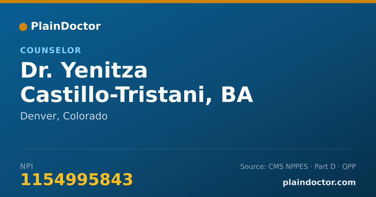 Shareable card for Yenitza Castillo-Tristani, BA - Counselor, Denver, CO