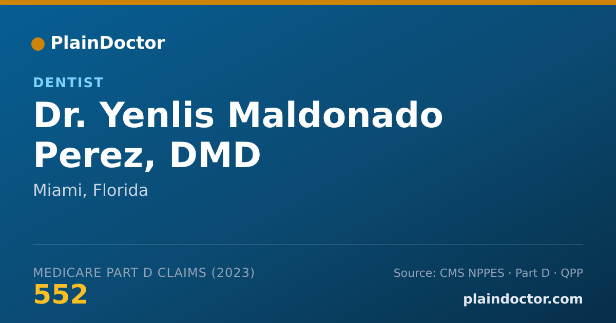 Shareable card for Yenlis Maldonado Perez, DMD - Dentist, Miami, FL