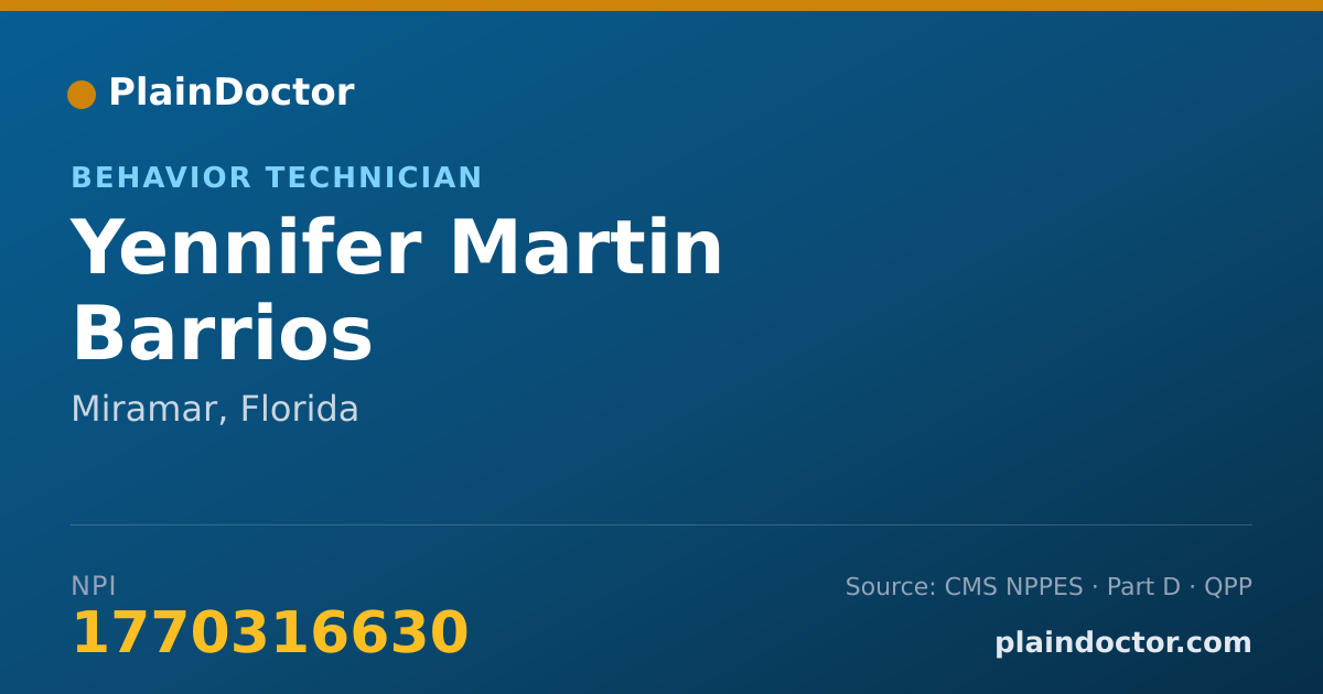Shareable card for Yennifer Martin Barrios - Behavior Technician, Miramar, FL