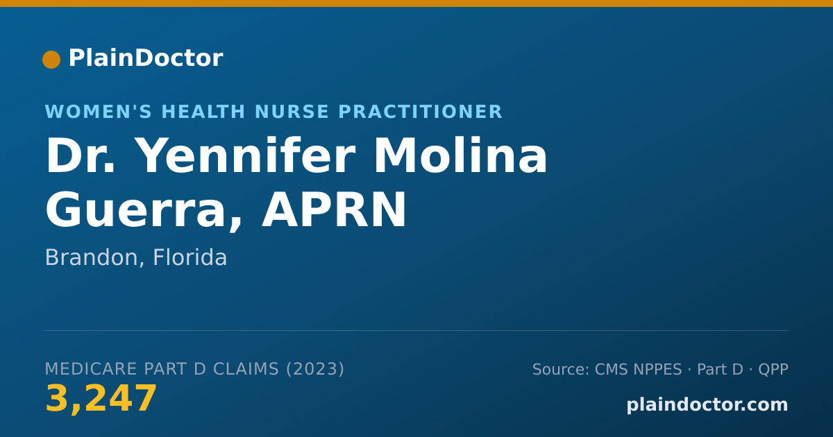 Shareable card for Yennifer Molina Guerra, APRN - Women's Health Nurse Practitioner, Brandon, FL