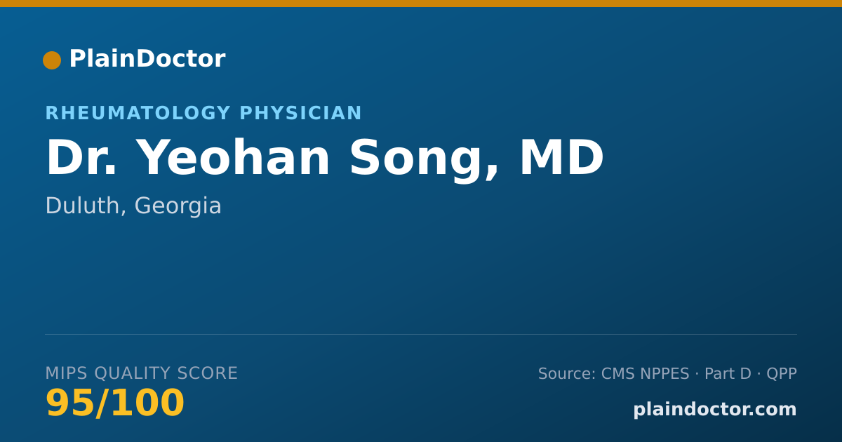 Shareable card for Yeohan Song, MD - Rheumatology Physician, Duluth, GA