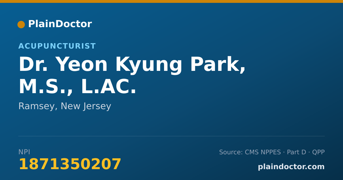 Shareable card for Yeon Kyung Park, M.S., L.AC. - Acupuncturist, Ramsey, NJ