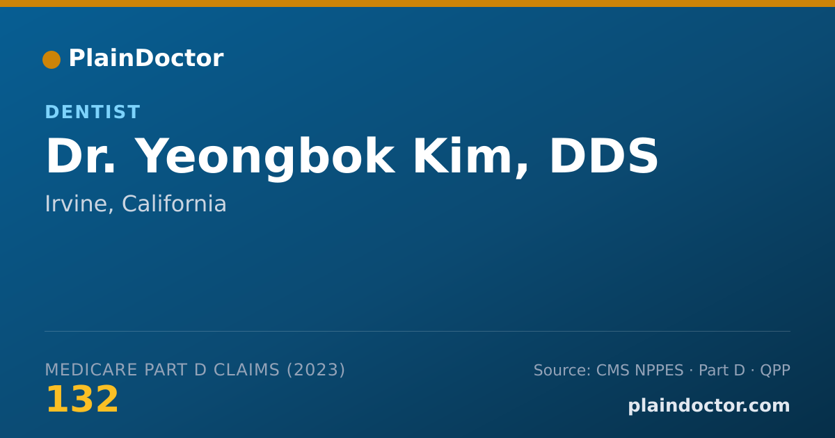 Shareable card for Yeongbok Kim, DDS - Dentist, Irvine, CA
