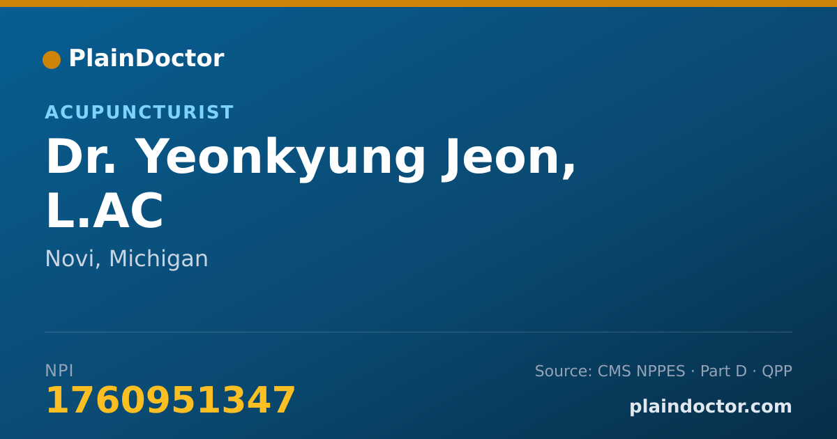 Shareable card for Yeonkyung Jeon, L.AC - Acupuncturist, Novi, MI