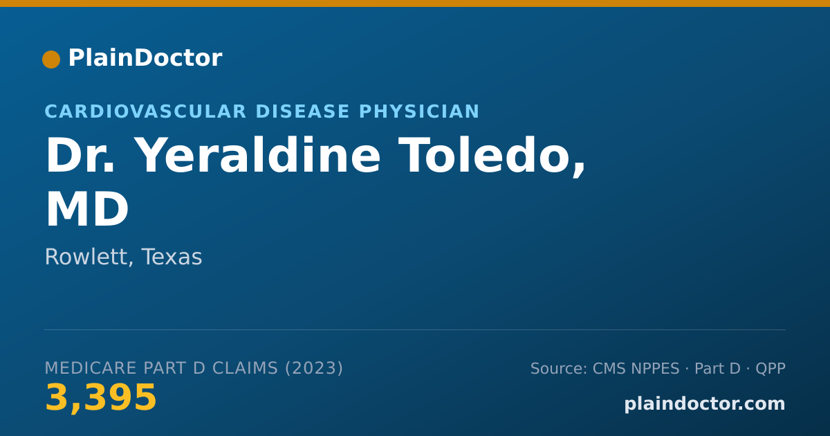 Shareable card for Yeraldine Toledo, MD - Cardiovascular Disease Physician, Rowlett, TX