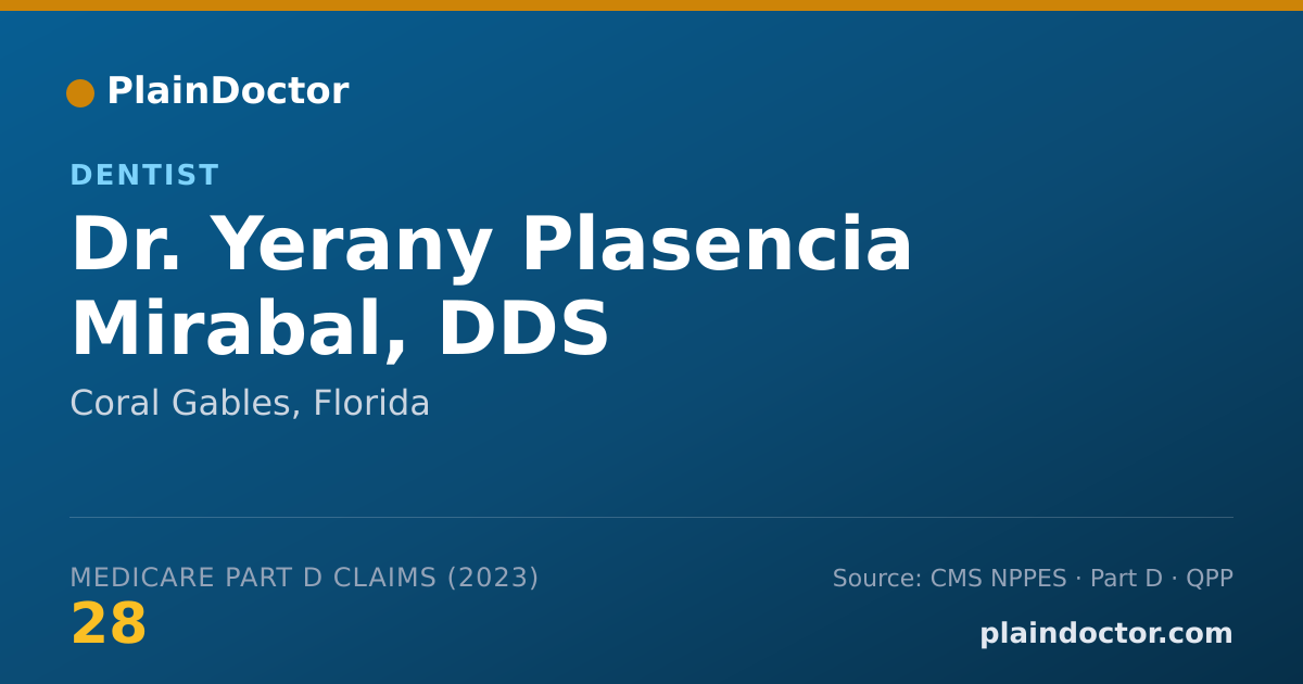Shareable card for Yerany Plasencia Mirabal, DDS - Dentist, Coral Gables, FL