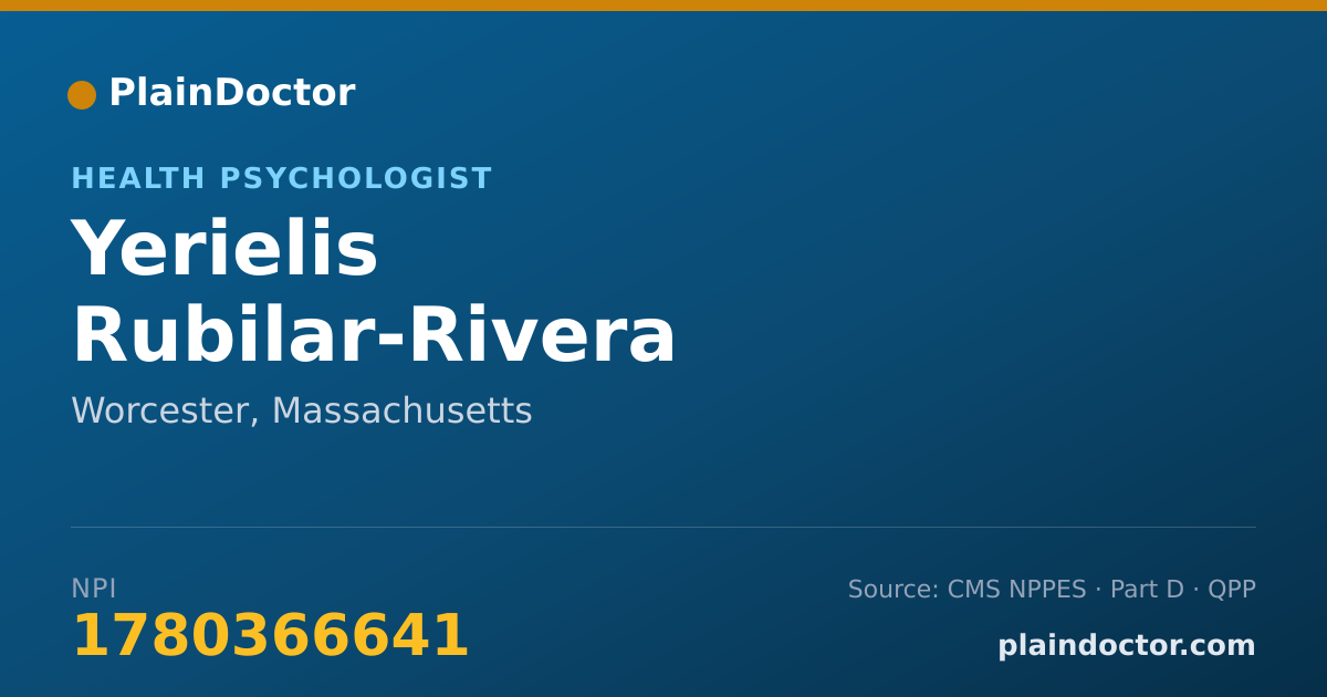 Shareable card for Yerielis Rubilar-Rivera - Health Psychologist, Worcester, MA