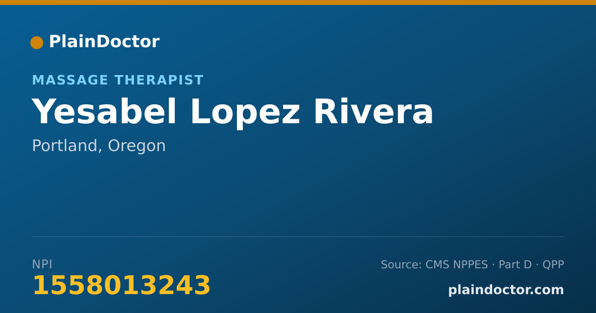Shareable card for Yesabel Lopez Rivera - Massage Therapist, Portland, OR