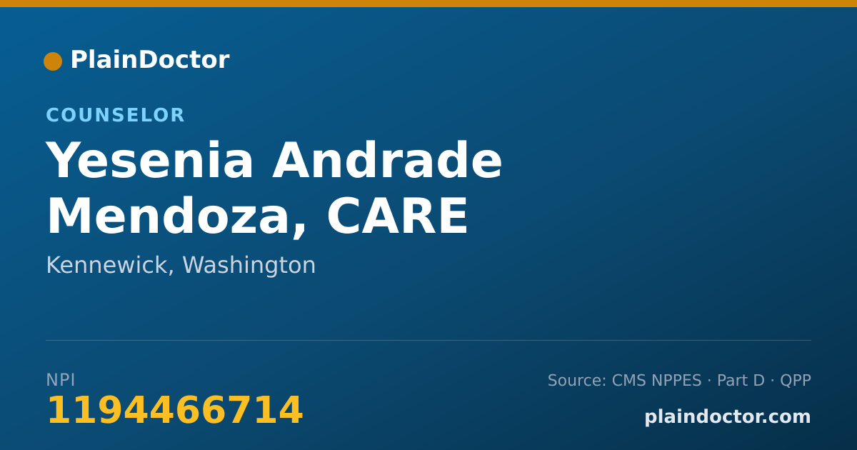 Shareable card for Yesenia Andrade Mendoza, CARE COORDINATOR - Counselor, Kennewick, WA