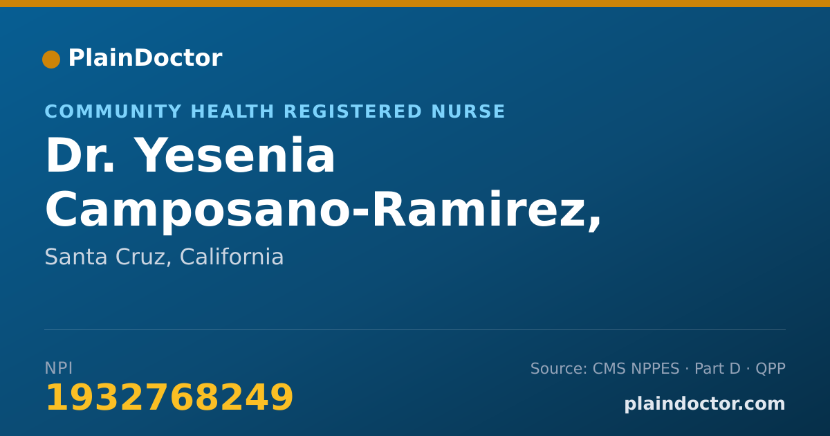 Shareable card for Yesenia Camposano-Ramirez, REGISTERED NURSE - Community Health Registered Nurse, Santa Cruz, CA