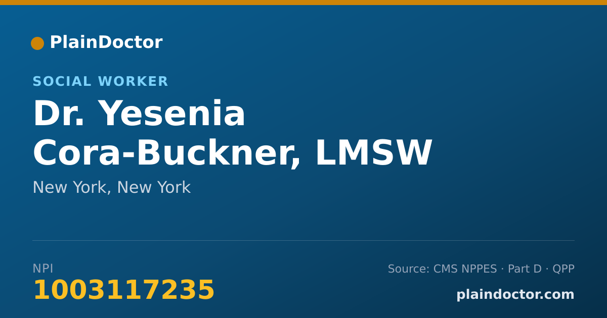 Shareable card for Yesenia Cora-Buckner, LMSW - Social Worker, New York, NY