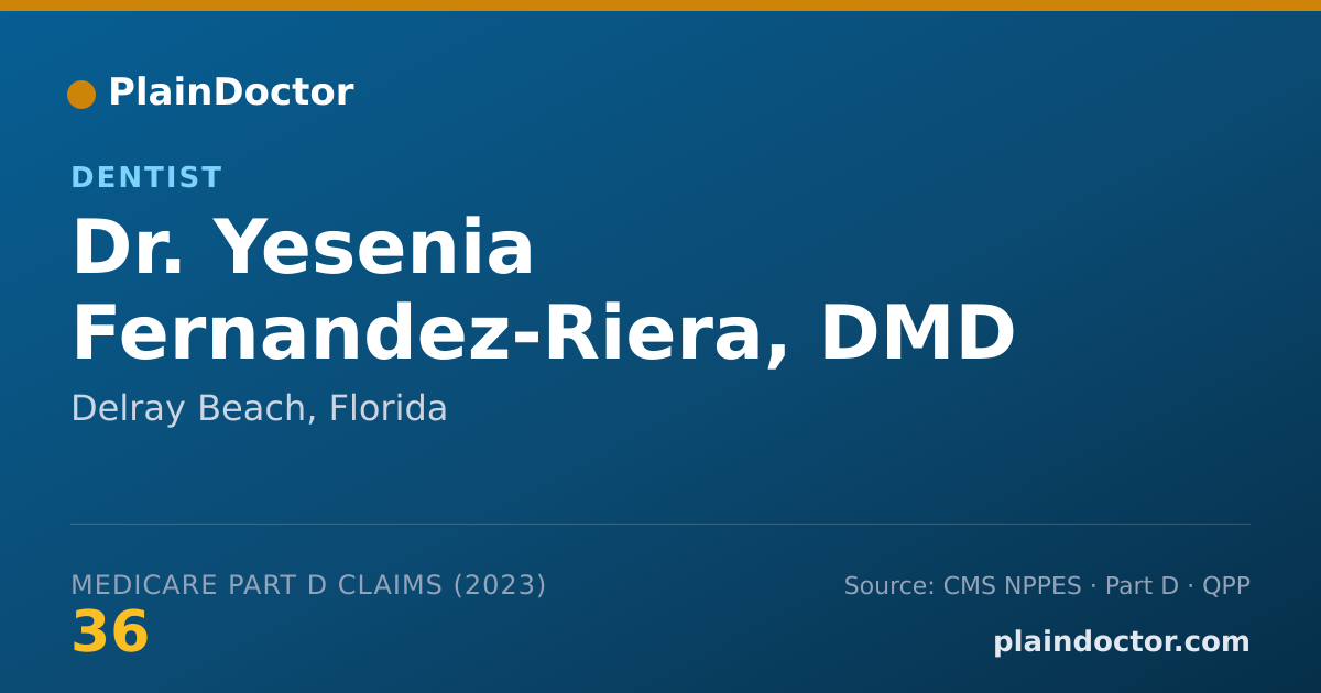 Shareable card for Yesenia Fernandez-Riera, DMD - Dentist, Delray Beach, FL