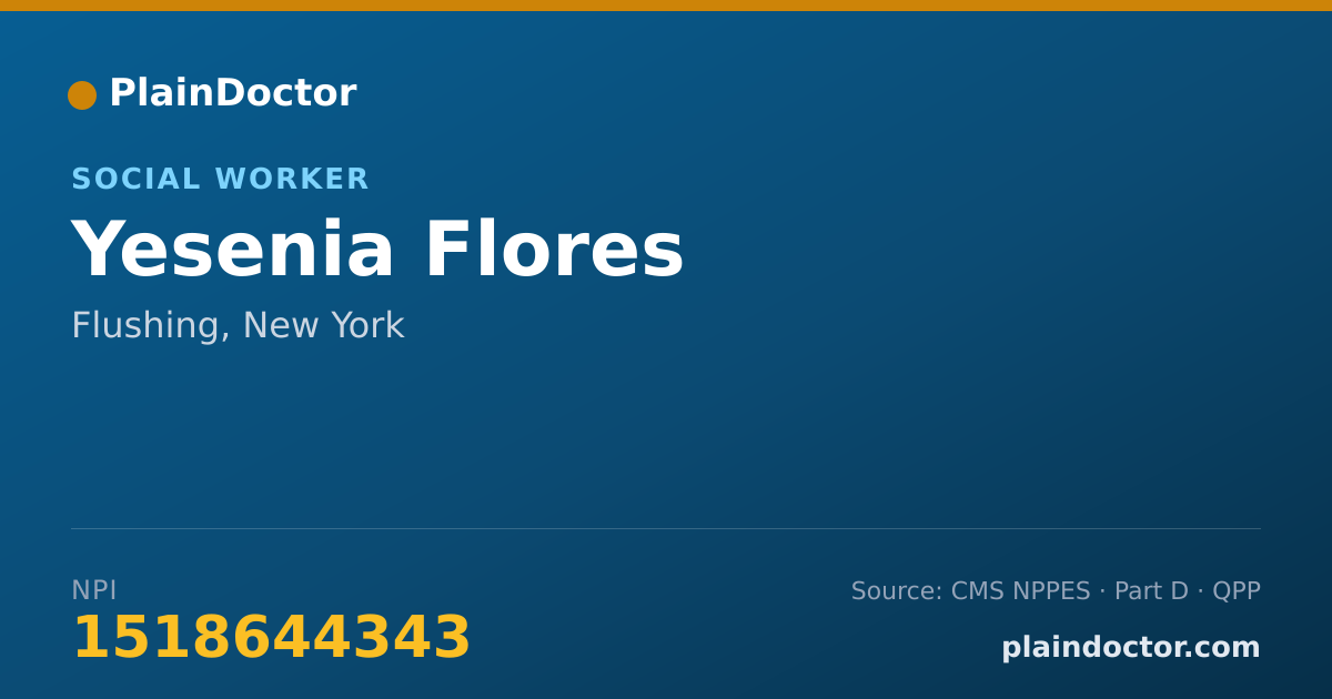 Shareable card for Yesenia Flores - Social Worker, Flushing, NY
