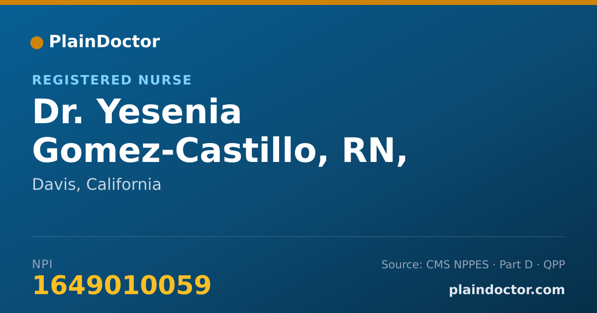 Shareable card for Yesenia Gomez-Castillo, RN, MSN - Registered Nurse, Davis, CA