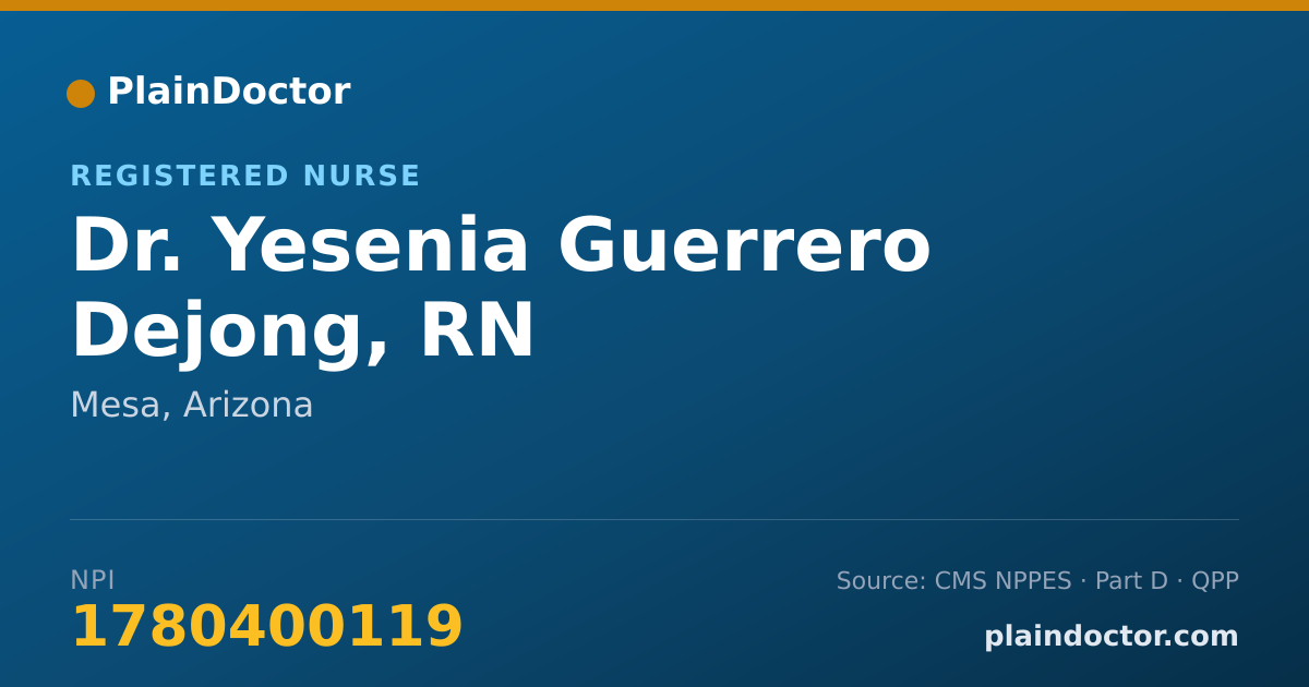 Shareable card for Yesenia Guerrero Dejong, RN - Registered Nurse, Mesa, AZ