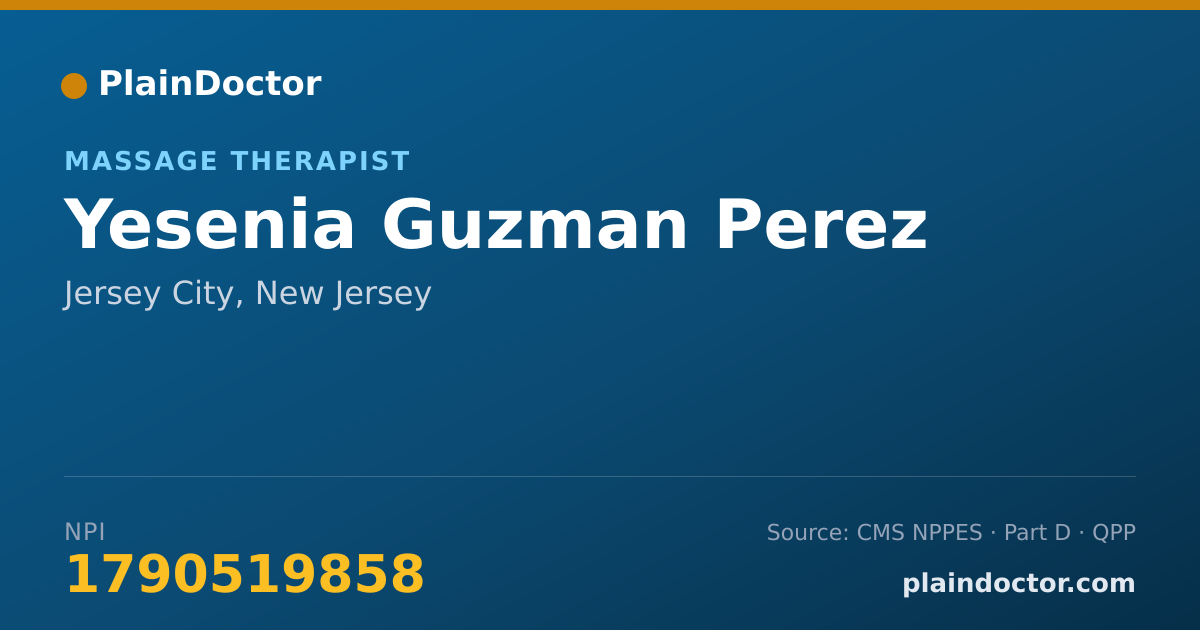 Shareable card for Yesenia Guzman Perez - Massage Therapist, Jersey City, NJ