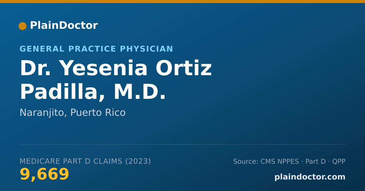 Shareable card for Yesenia Ortiz Padilla, M.D. - General Practice Physician, Naranjito, PR