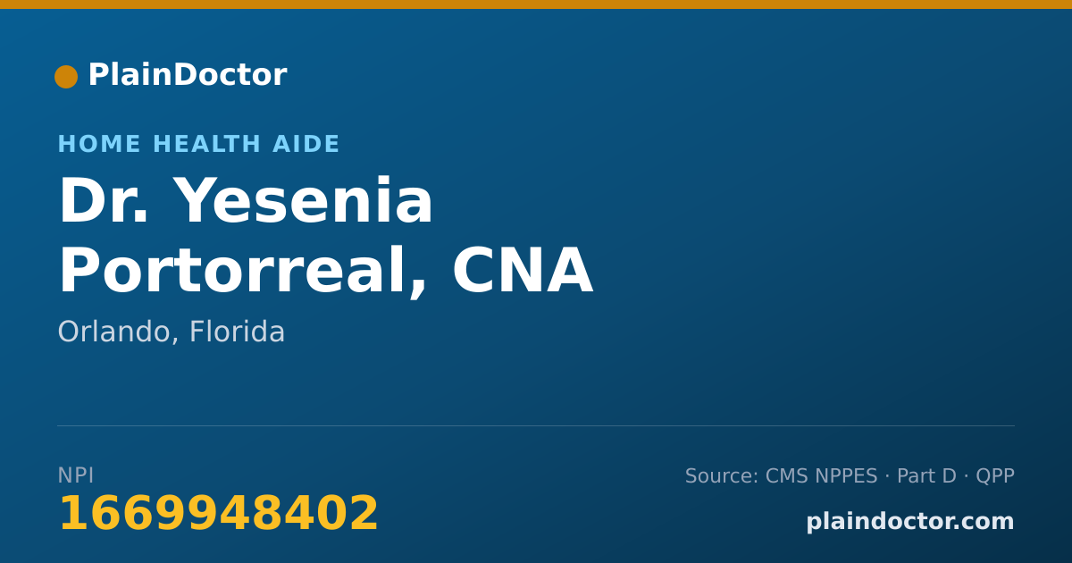 Shareable card for Yesenia Portorreal, CNA - Home Health Aide, Orlando, FL