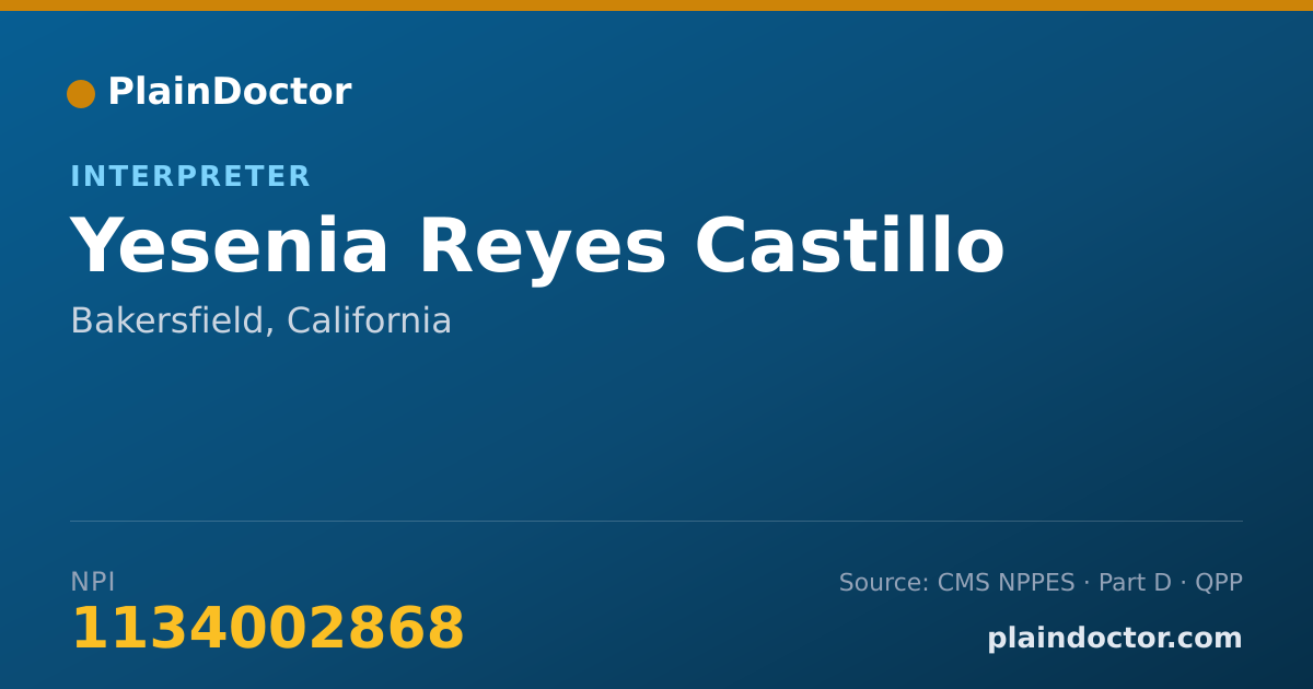 Shareable card for Yesenia Reyes Castillo - Interpreter, Bakersfield, CA