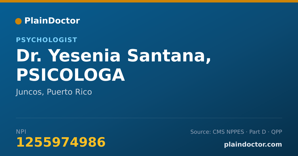 Shareable card for Yesenia Santana, PSICOLOGA - Psychologist, Juncos, PR