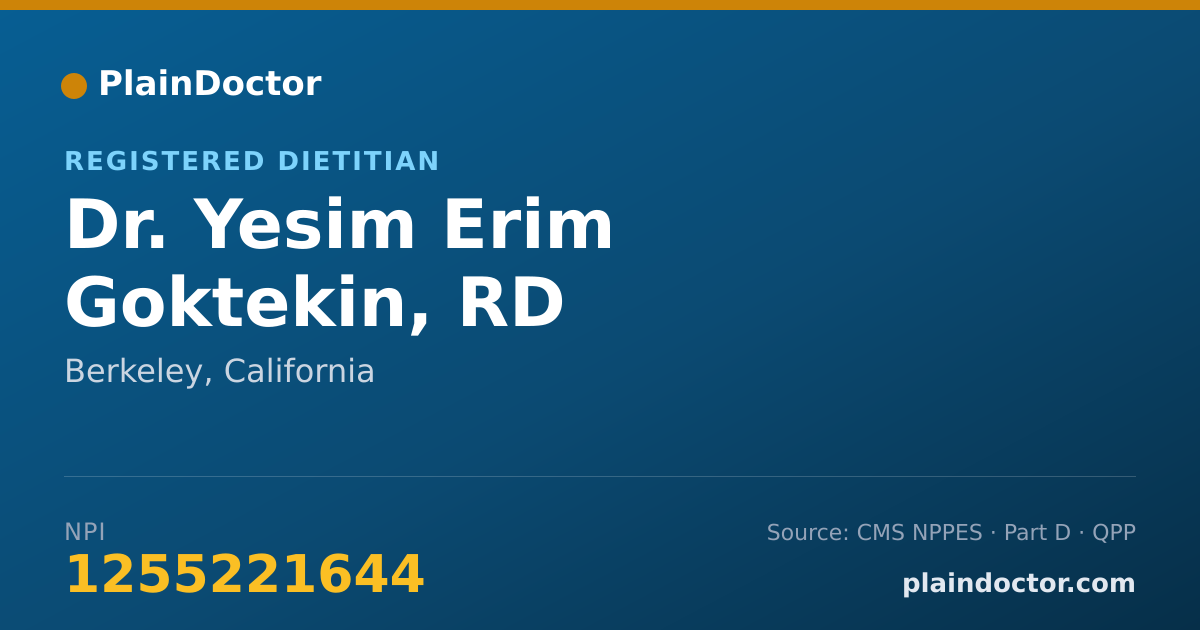 Shareable card for Yesim Erim Goktekin, RD - Registered Dietitian, Berkeley, CA