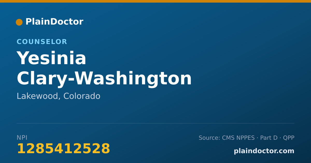 Shareable card for Yesinia Clary-Washington - Counselor, Lakewood, CO