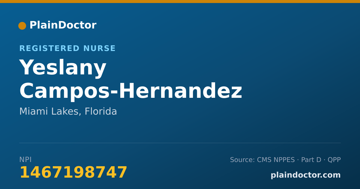 Shareable card for Yeslany Campos-Hernandez - Registered Nurse, Miami Lakes, FL