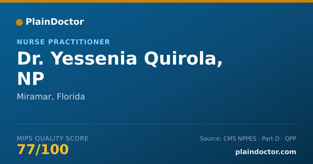 Shareable card for Yessenia Quirola, NP - Nurse Practitioner, Miramar, FL
