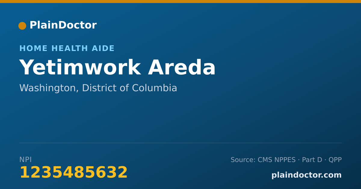 Shareable card for Yetimwork Areda - Home Health Aide, Washington, DC