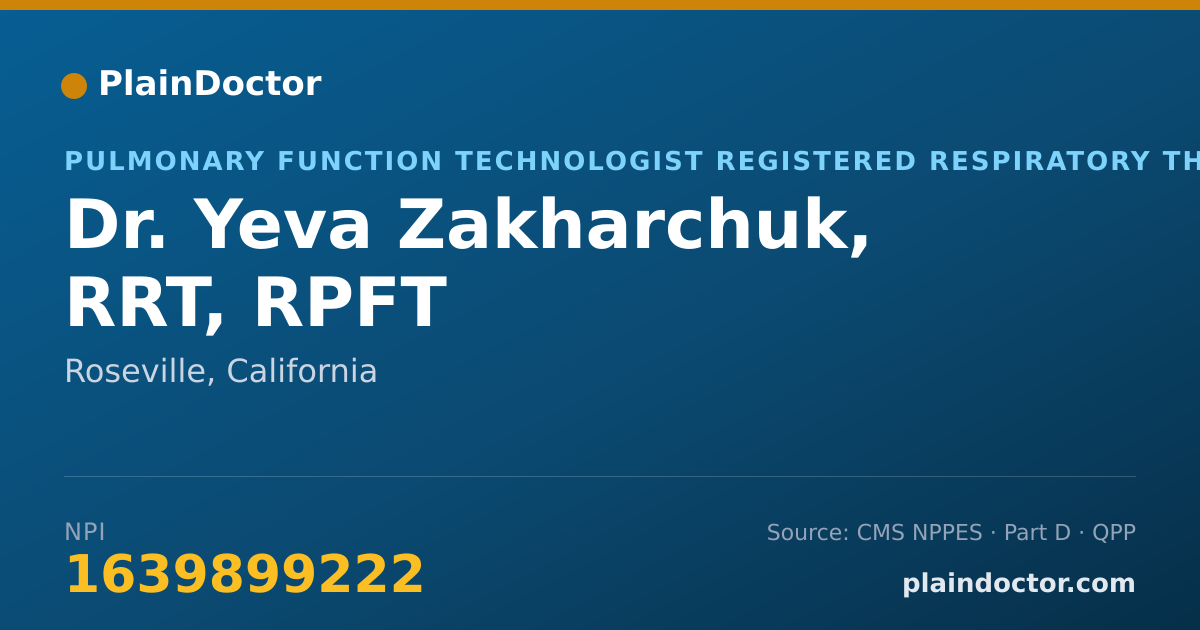 Shareable card for Yeva Zakharchuk, RRT, RPFT - Pulmonary Function Technologist Registered Respiratory Therapist, Roseville, CA