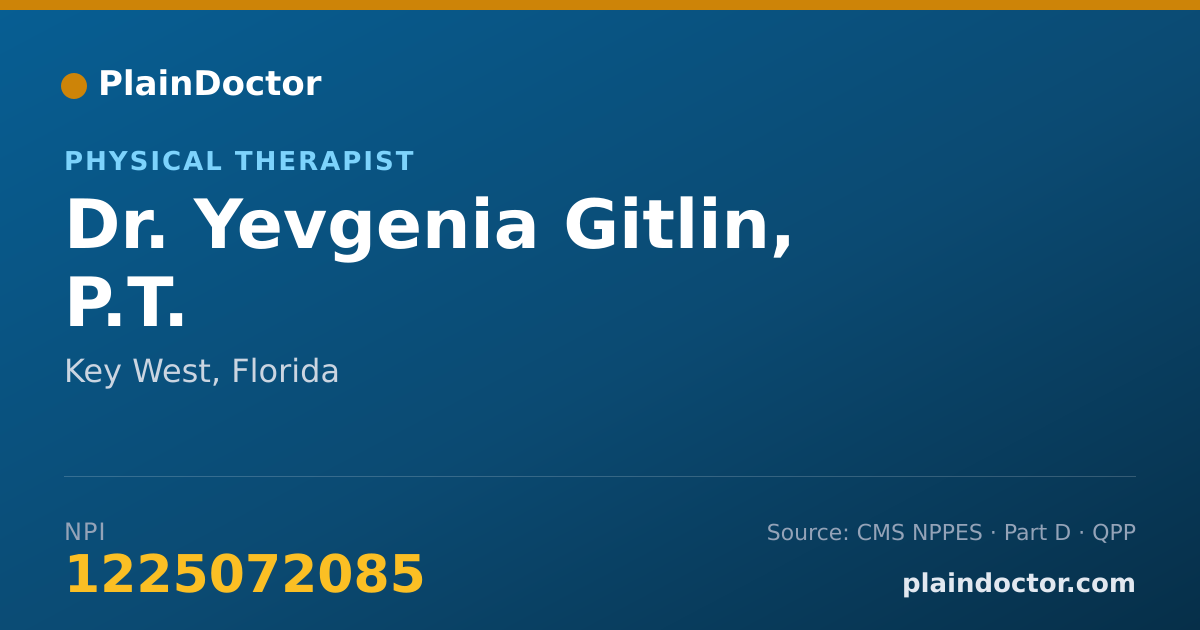 Shareable card for Yevgenia Gitlin, P.T. - Physical Therapist, Key West, FL