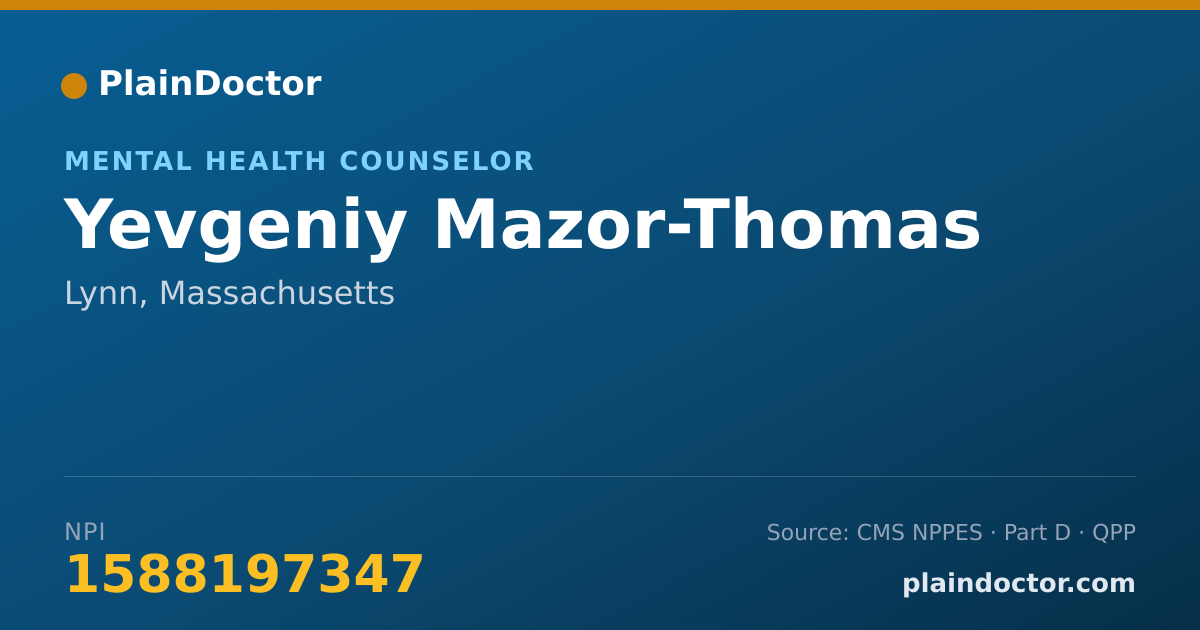 Shareable card for Yevgeniy Mazor-Thomas - Mental Health Counselor, Lynn, MA