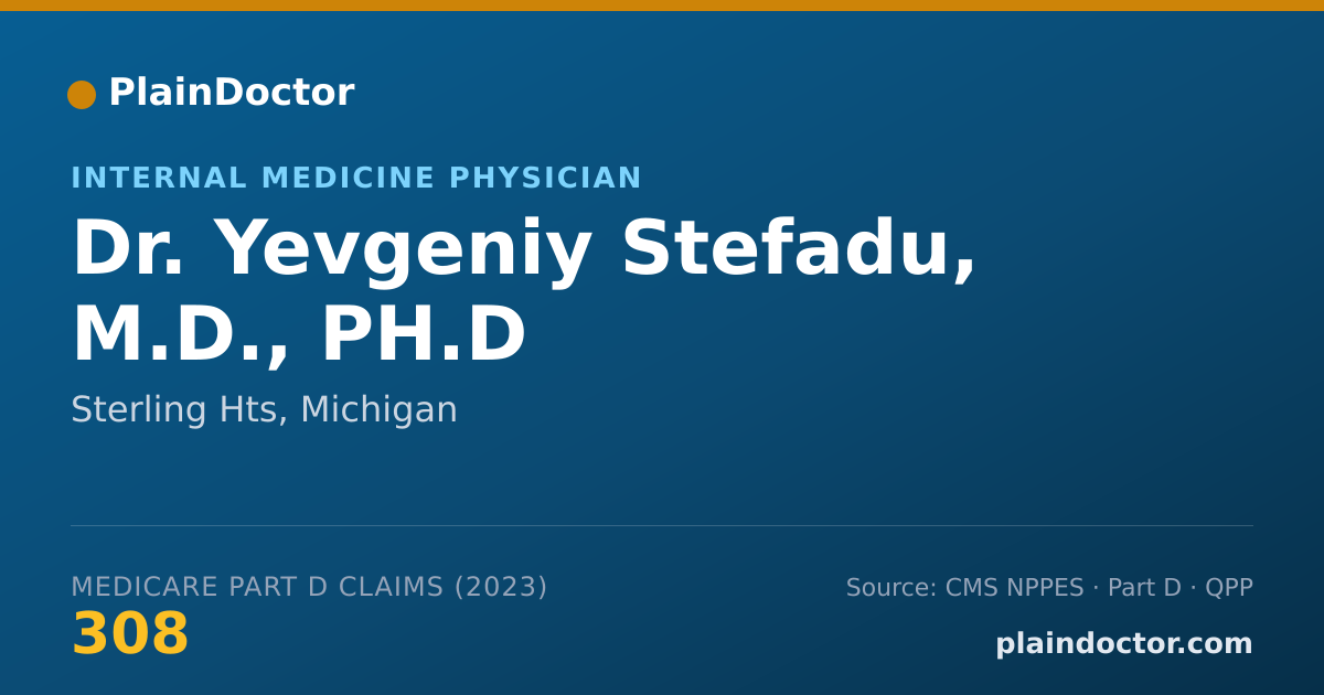 Shareable card for Yevgeniy Stefadu, M.D., PH.D - Internal Medicine Physician, Sterling Hts, MI