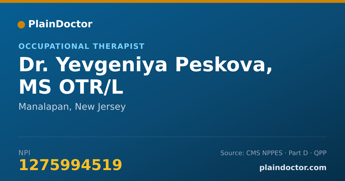 Shareable card for Yevgeniya Peskova, MS OTR/L - Occupational Therapist, Manalapan, NJ