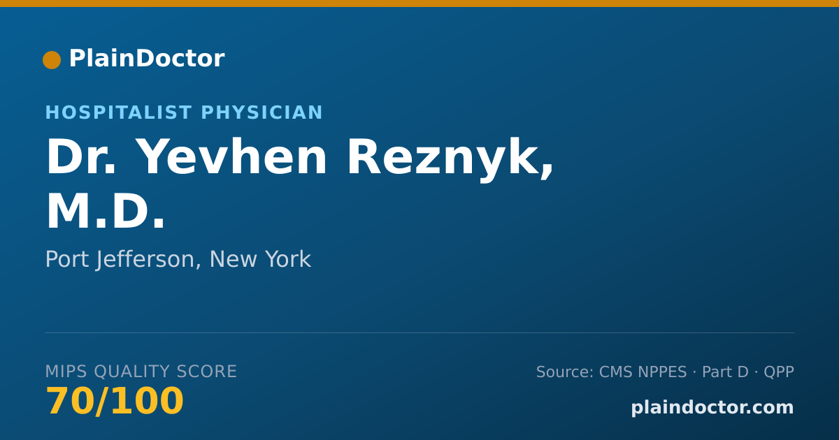Shareable card for Yevhen Reznyk, M.D. - Hospitalist Physician, Port Jefferson, NY