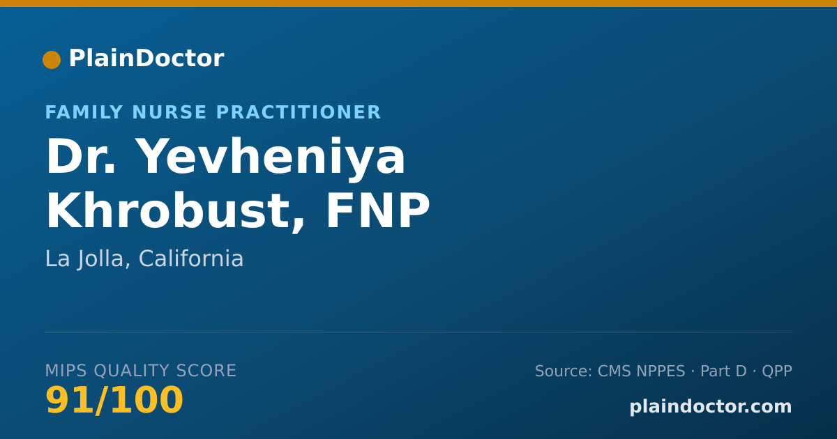 Shareable card for Yevheniya Khrobust, FNP - Family Nurse Practitioner, La Jolla, CA