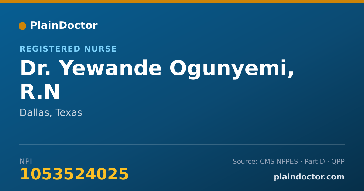 Shareable card for Yewande Ogunyemi, R.N - Registered Nurse, Dallas, TX