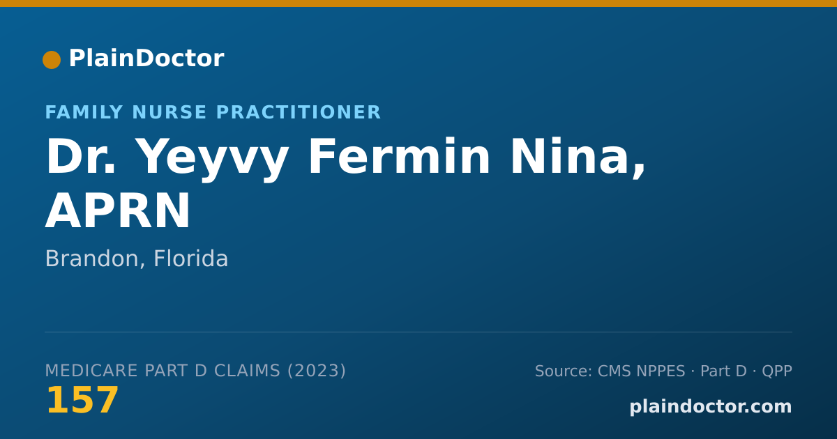 Shareable card for Yeyvy Fermin Nina, APRN - Family Nurse Practitioner, Brandon, FL