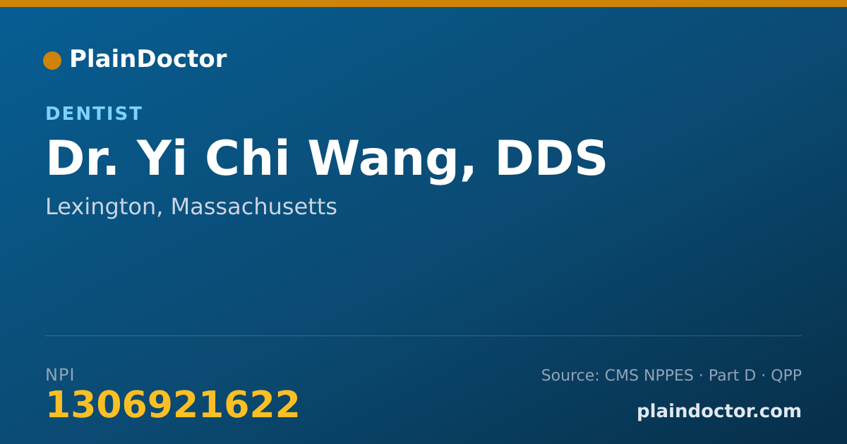 Shareable card for Yi Chi Wang, DDS - Dentist, Lexington, MA