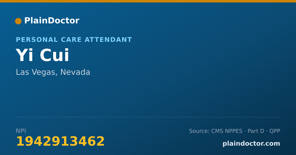 Shareable card for Yi Cui - Personal Care Attendant, Las Vegas, NV